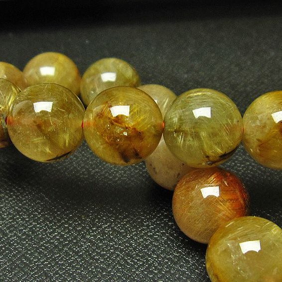 放射金針ルチル水晶 ブレスレット 12mm [T38-1153]