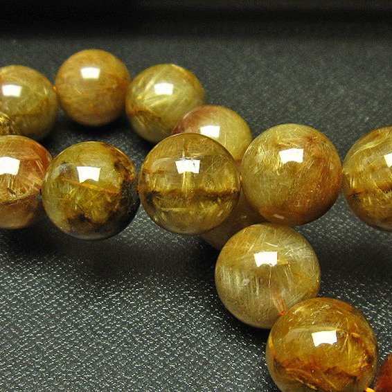 放射金針ルチル水晶 ブレスレット 13mm [T38-1168]