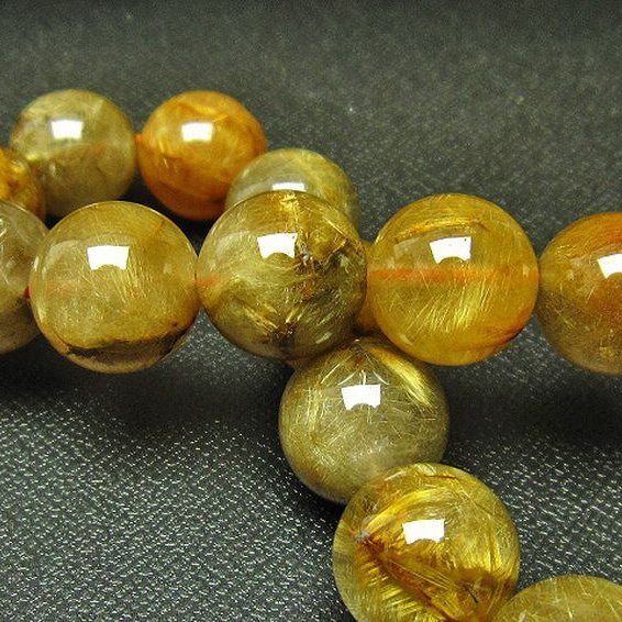 放射金針ルチル水晶 ブレスレット 13mm [T38-1171]