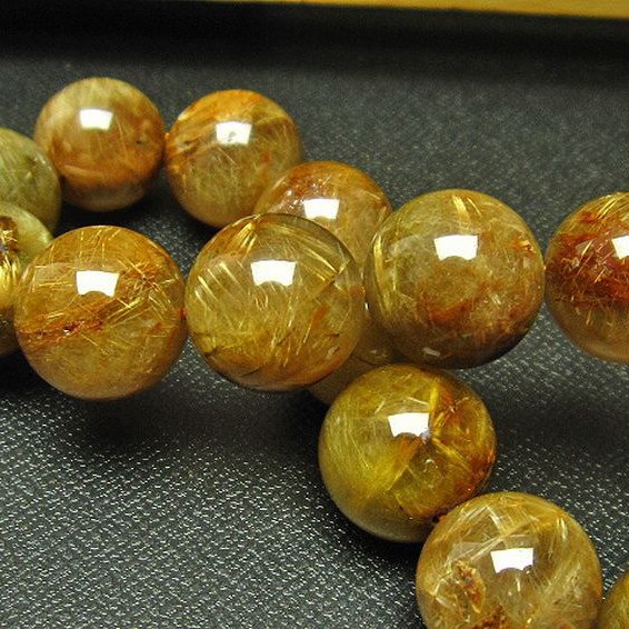 放射ルチルクォーツ（金針ルチル水晶） ブレスレット  14mm [T38-1174]