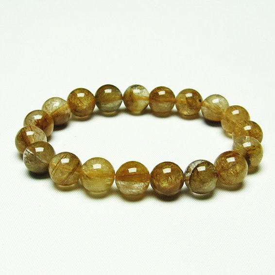 放射金針ルチル水晶 ブレスレット 10mm [T38-1226]