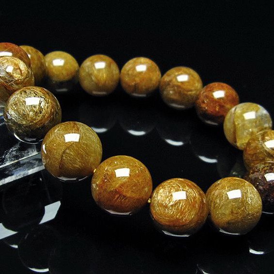 放射金針ルチル水晶 ブレスレット 13mm [T38-1243]