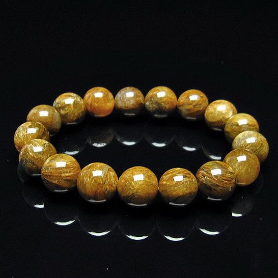 放射金針ルチル水晶 ブレスレット 12mm [T38-1319]