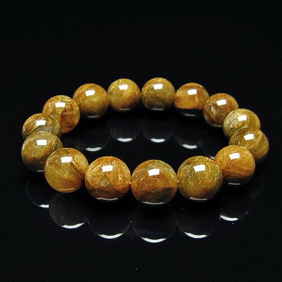 放射金針ルチル水晶 ブレスレット 14mm [T38-1324]