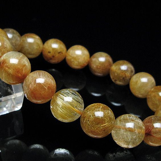 放射金針ルチル水晶 ブレスレット 12mm [t38-1352]