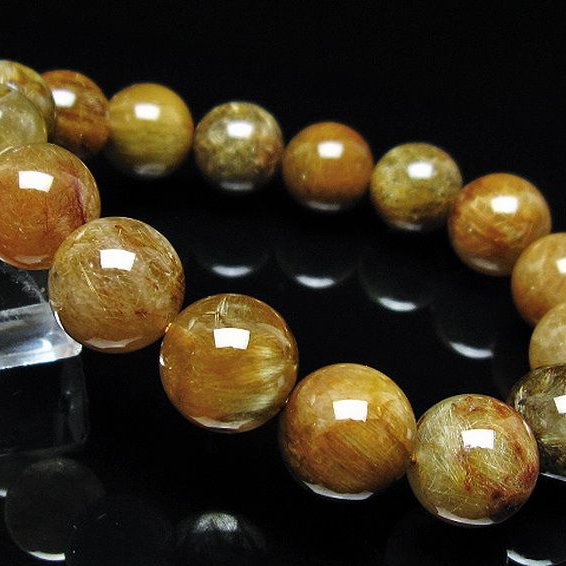 放射金針ルチル水晶 ブレスレット 12mm [t38-1357]