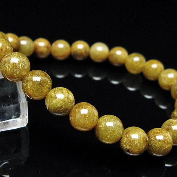 放射金針ルチル水晶 ブレスレット 8mm [t38-1421]