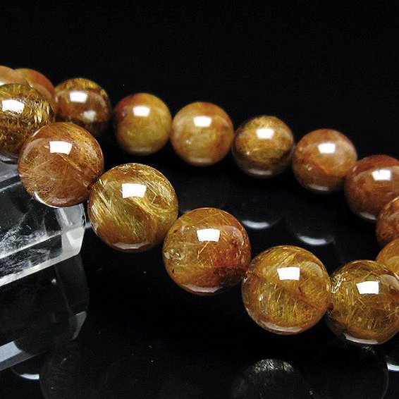 放射金針ルチル水晶 ブレスレット 13mm [t38-1442]