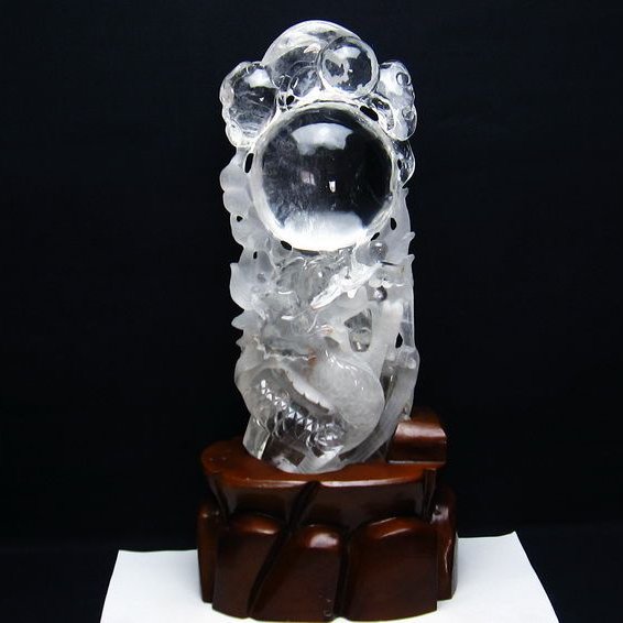 3.2Kg ヒマラヤ水晶極上龍 置物[T42-437]