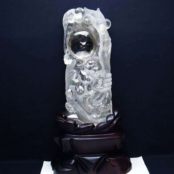 4.2Kg ヒマラヤ水晶ルチルクォーツ（金針ルチル水晶） 手彫り 龍[T42-443]