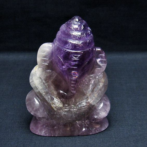 アメジスト ガネーシャ 彫刻品  置物[T42-473]