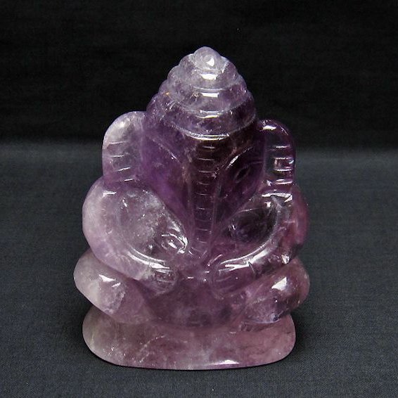 アメジスト ガネーシャ 彫刻品  置物[T42-474]