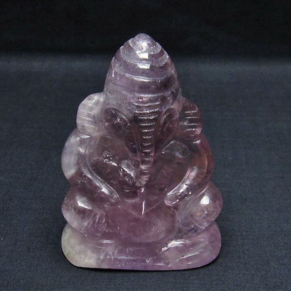 アメジスト ガネーシャ 彫刻品  置物[T42-479]