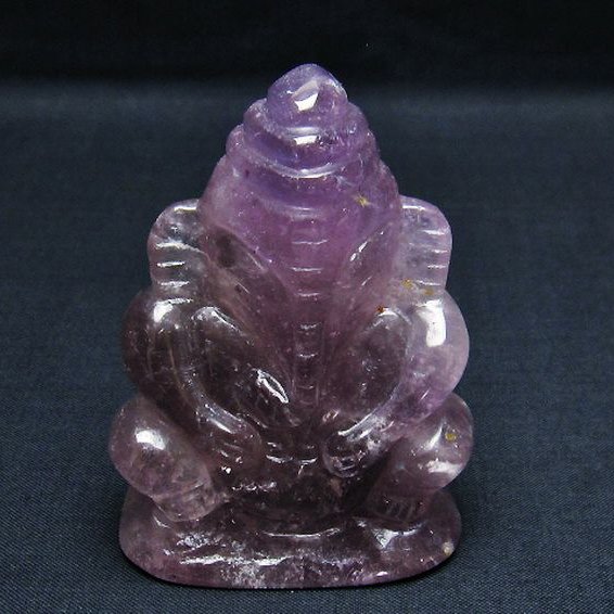 アメジスト ガネーシャ 彫刻品 置物[T42-483]