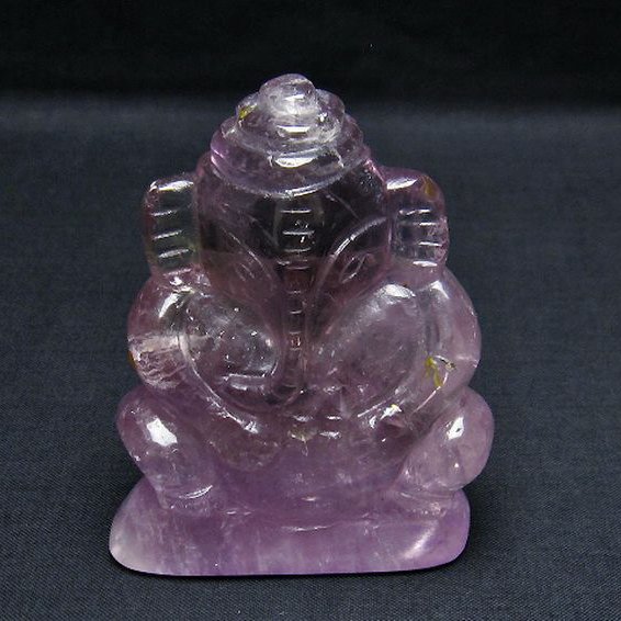 アメジスト ガネーシャ 彫刻品  置物[T42-499]