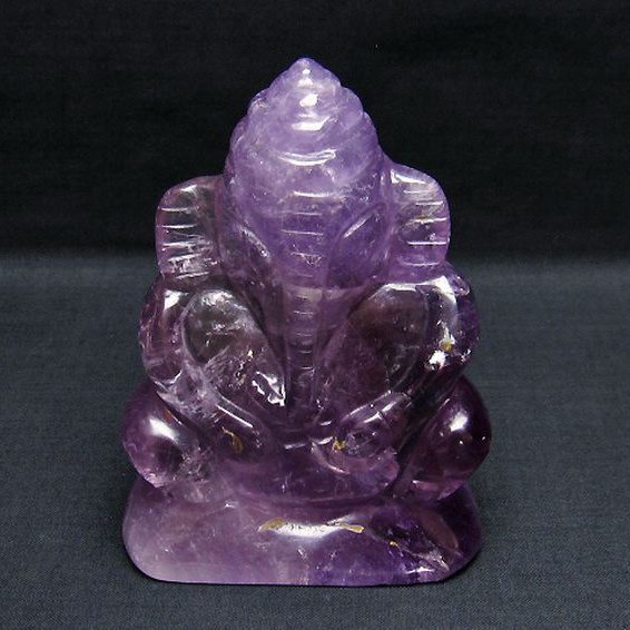 アメジスト ガネーシャ 彫刻品  置物[T42-515]