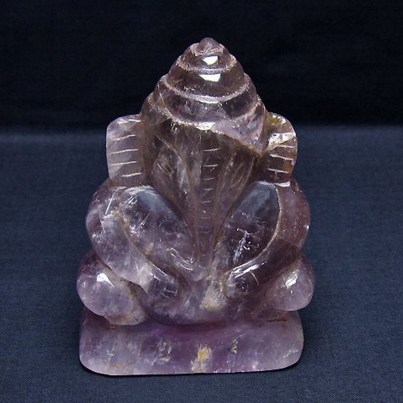 アメジスト ガネーシャ 彫刻品 置物[T42-597]