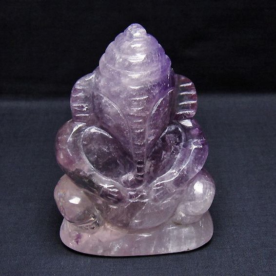 アメジスト ガネーシャ 彫刻品 置物[T42-604]