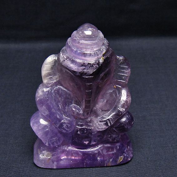 アメジスト ガネーシャ 彫刻品 置物[T42-680]