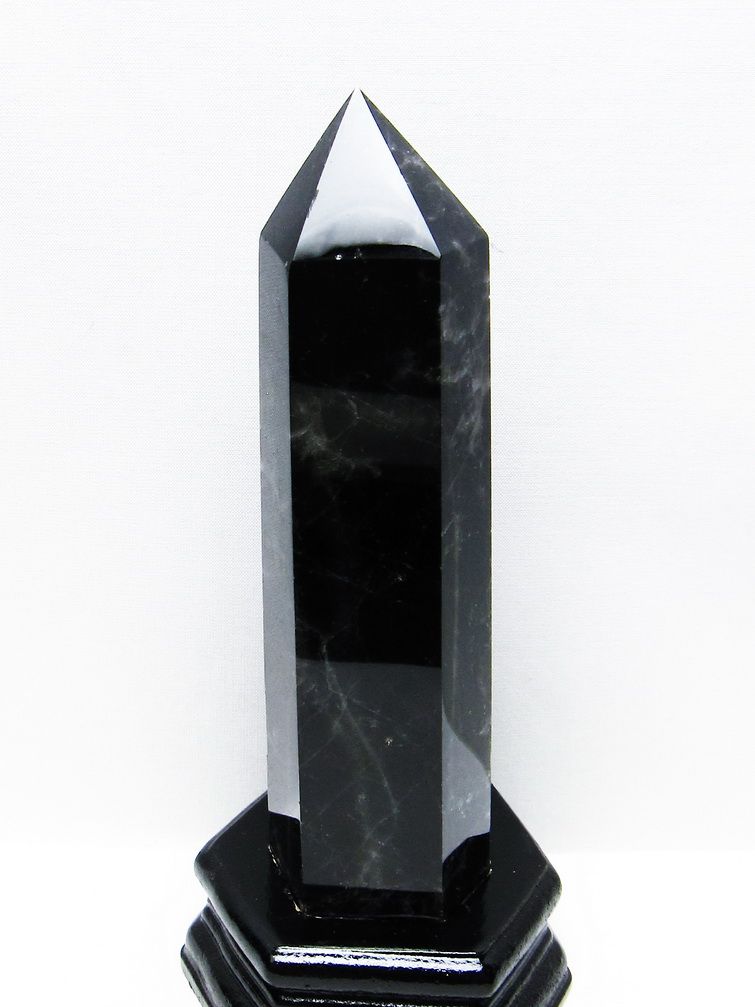 モリオン 純天然 黒水晶 六角柱[T43-8055]