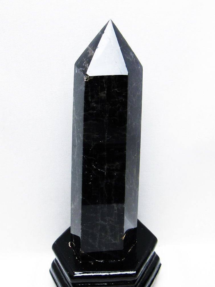 モリオン 純天然 黒水晶 六角柱[T43-8066]