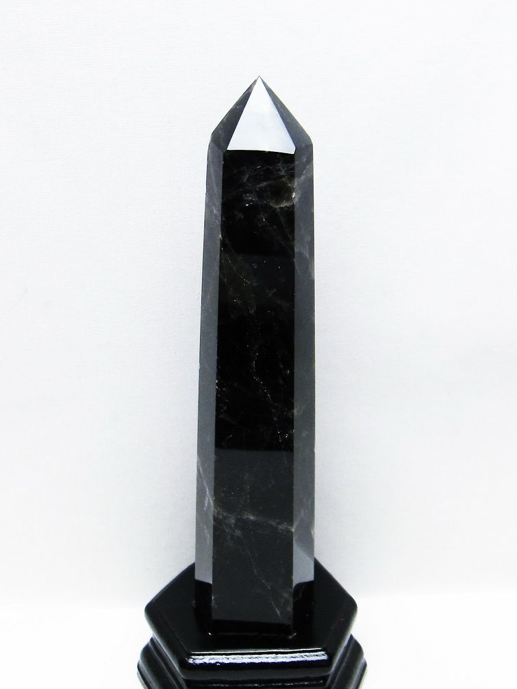 モリオン 純天然 黒水晶 六角柱[T43-8074]
