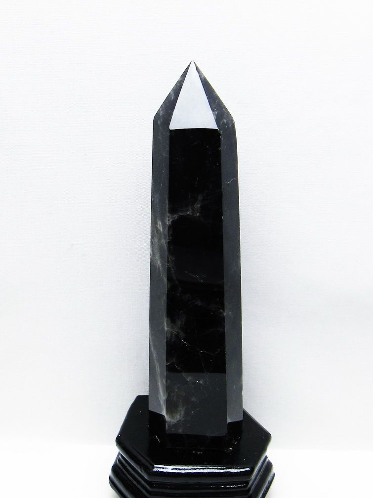 モリオン 純天然 黒水晶 六角柱[T43-8079]