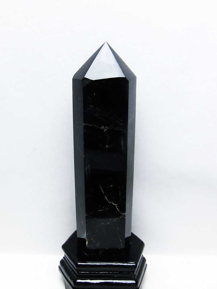 1.3Kg モリオン 純天然 黒水晶 六角柱[T43-8080]