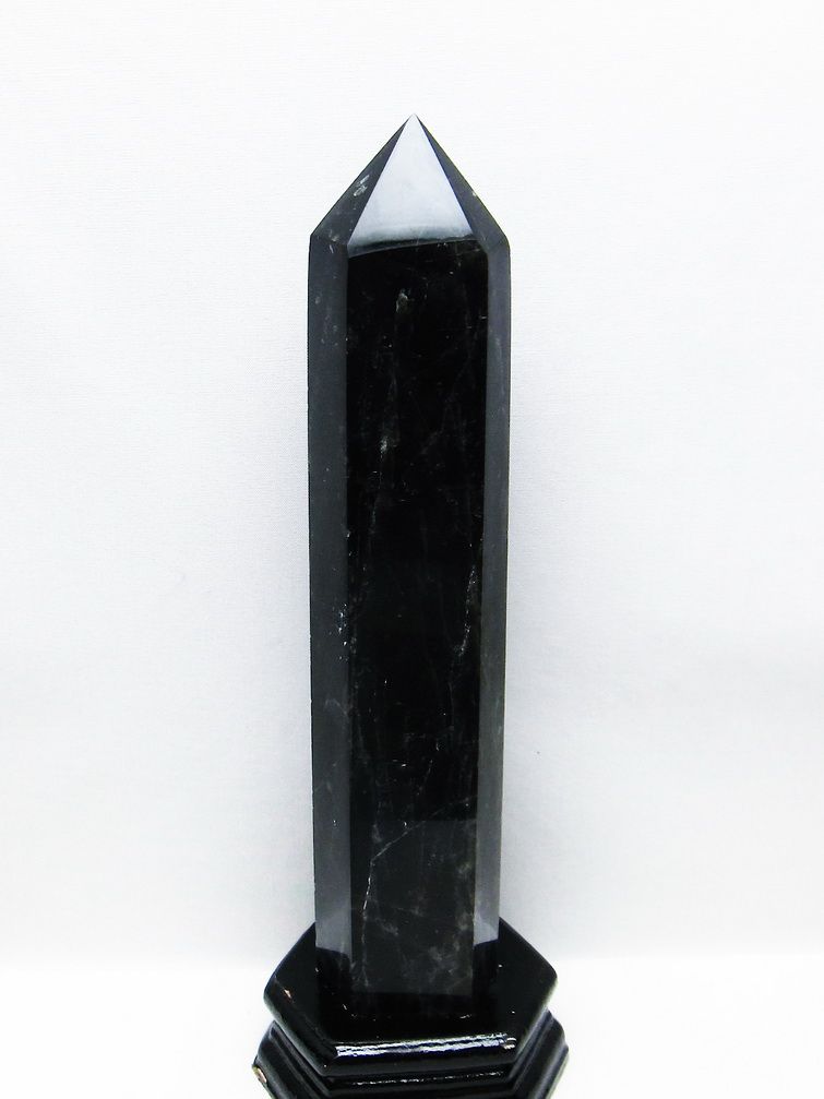 1.1Kg モリオン 純天然 黒水晶 六角柱[T43-8089]