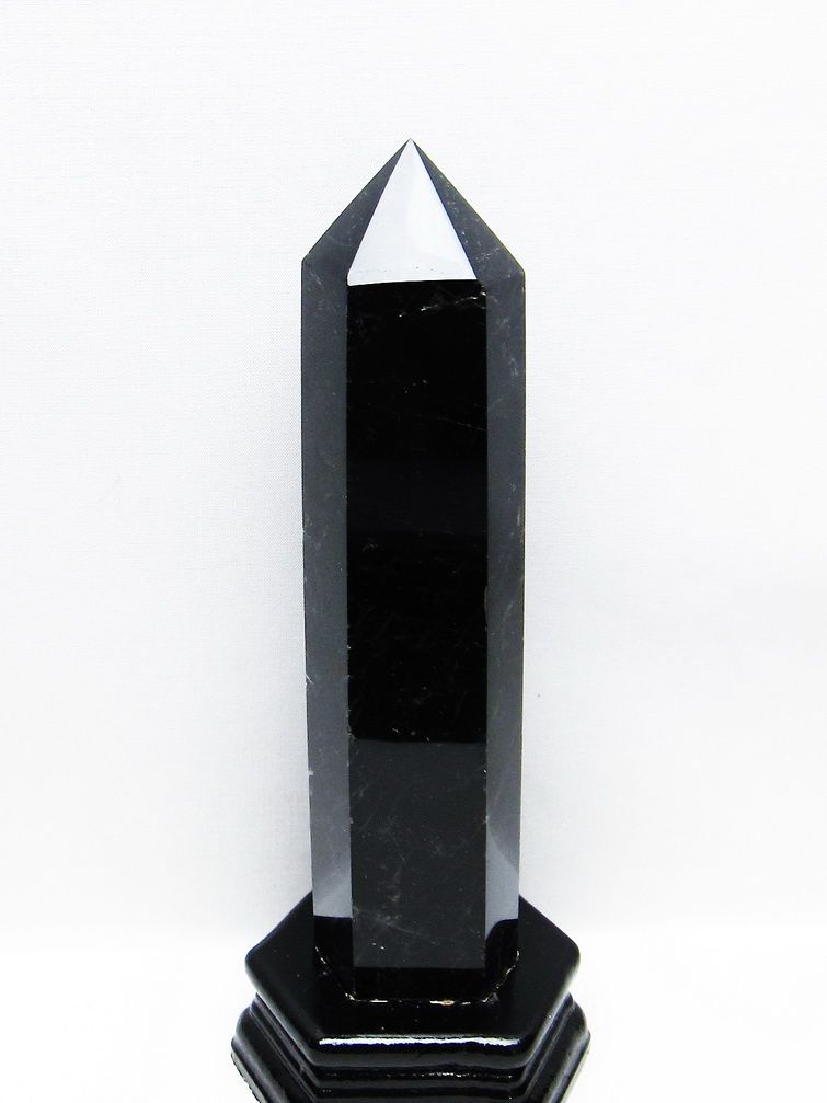 モリオン 純天然 黒水晶 六角柱[T43-8093]