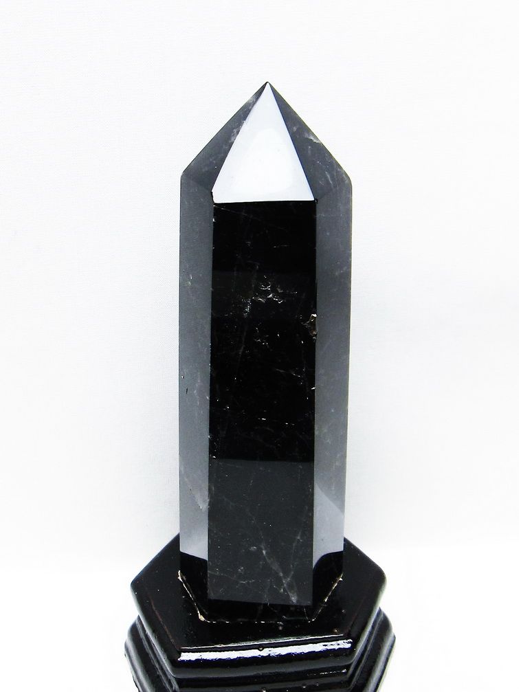 モリオン 純天然 黒水晶 六角柱[T43-8099]