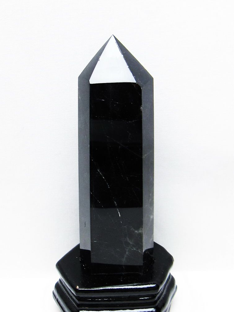 モリオン 純天然 黒水晶 六角柱[T43-8105]