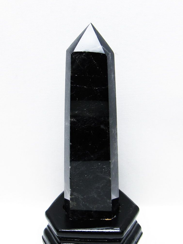 モリオン 純天然 黒水晶 六角柱[T43-8107]