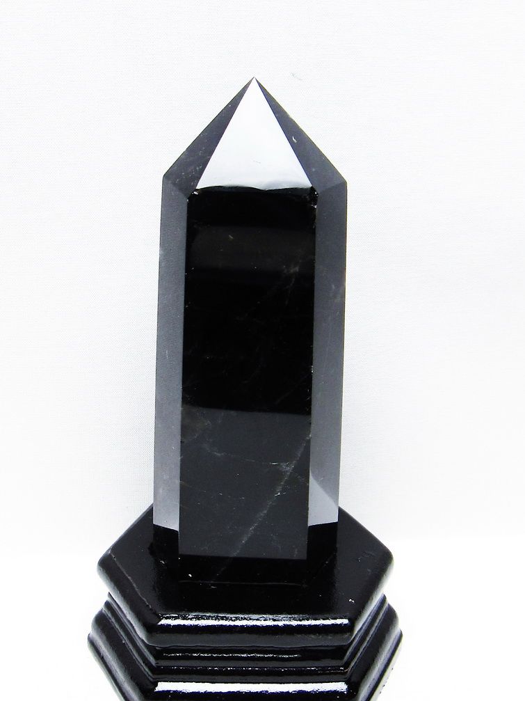 モリオン 純天然 黒水晶 六角柱[T43-8115]