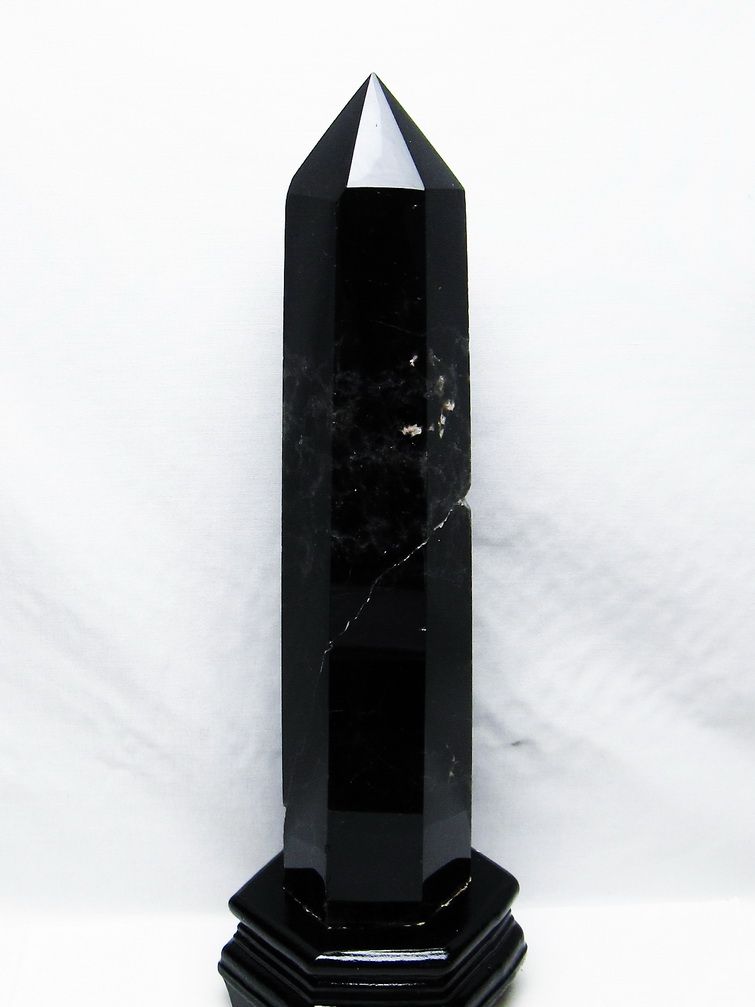 1.7Kg モリオン 純天然 黒水晶 六角柱[T43-8149]