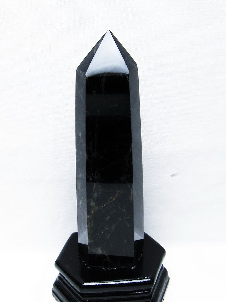 モリオン 純天然 黒水晶 六角柱[T43-8175]