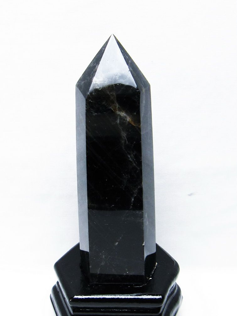 モリオン 純天然 黒水晶 六角柱[T43-8186]