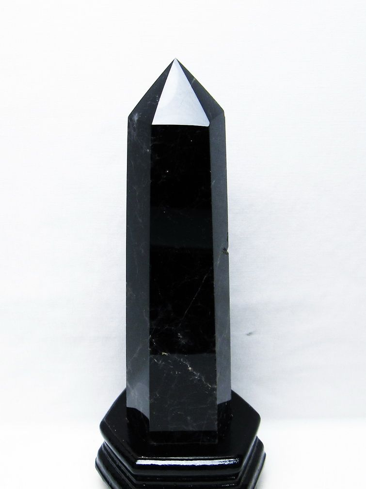 1.2Kg モリオン 純天然 黒水晶 六角柱[T43-8198]