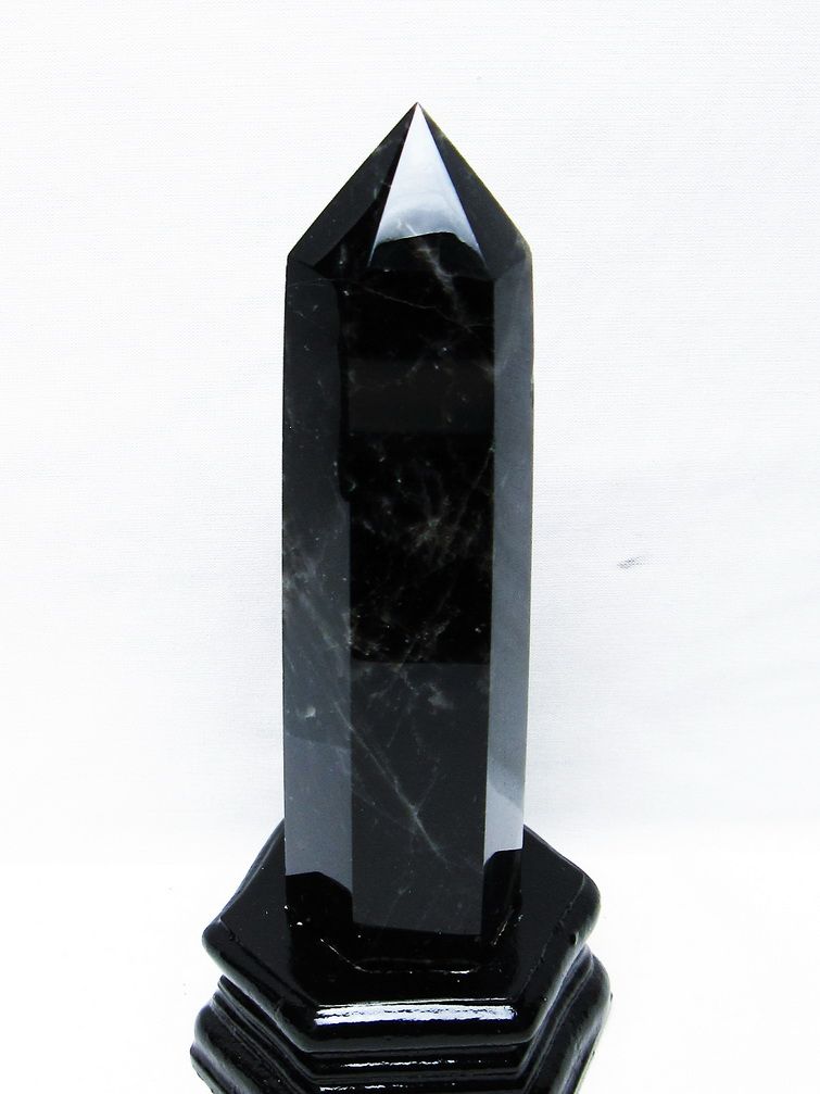 モリオン 純天然 黒水晶 六角柱[T43-8205]