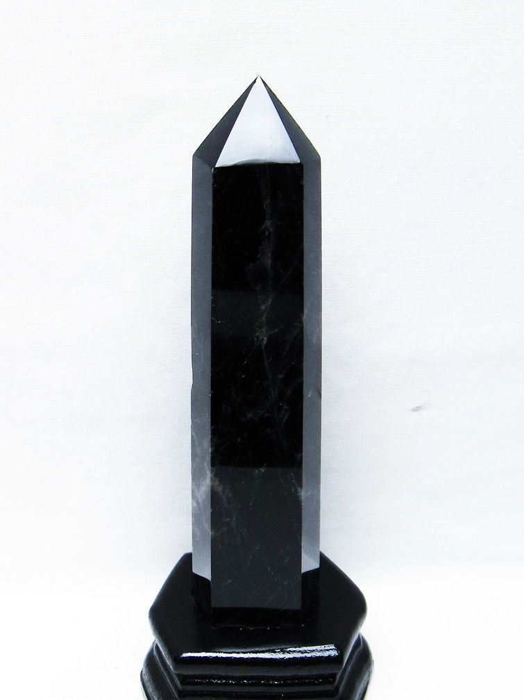 モリオン 純天然 黒水晶 六角柱 [t43-8208]