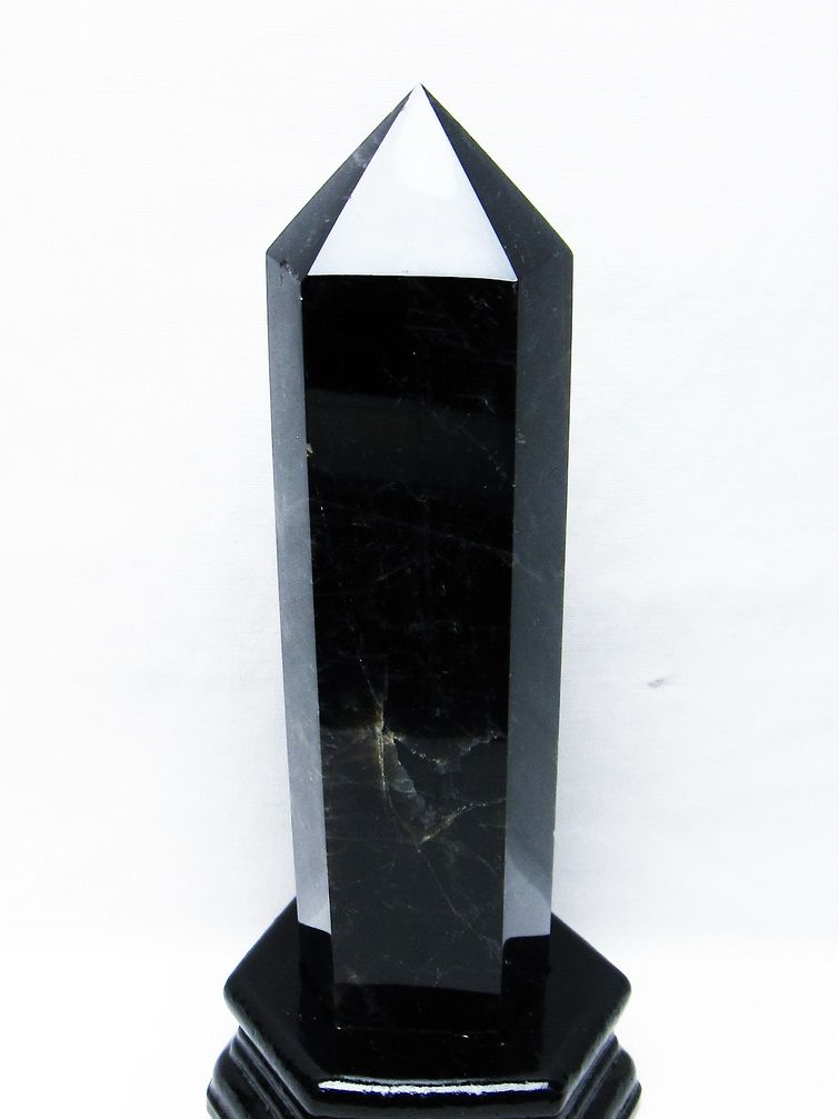 モリオン 純天然 黒水晶 六角柱[T43-8216]