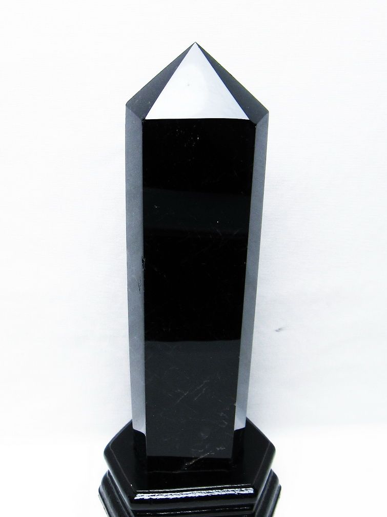 1.2Kg モリオン 純天然 黒水晶 六角柱[T43-8220]