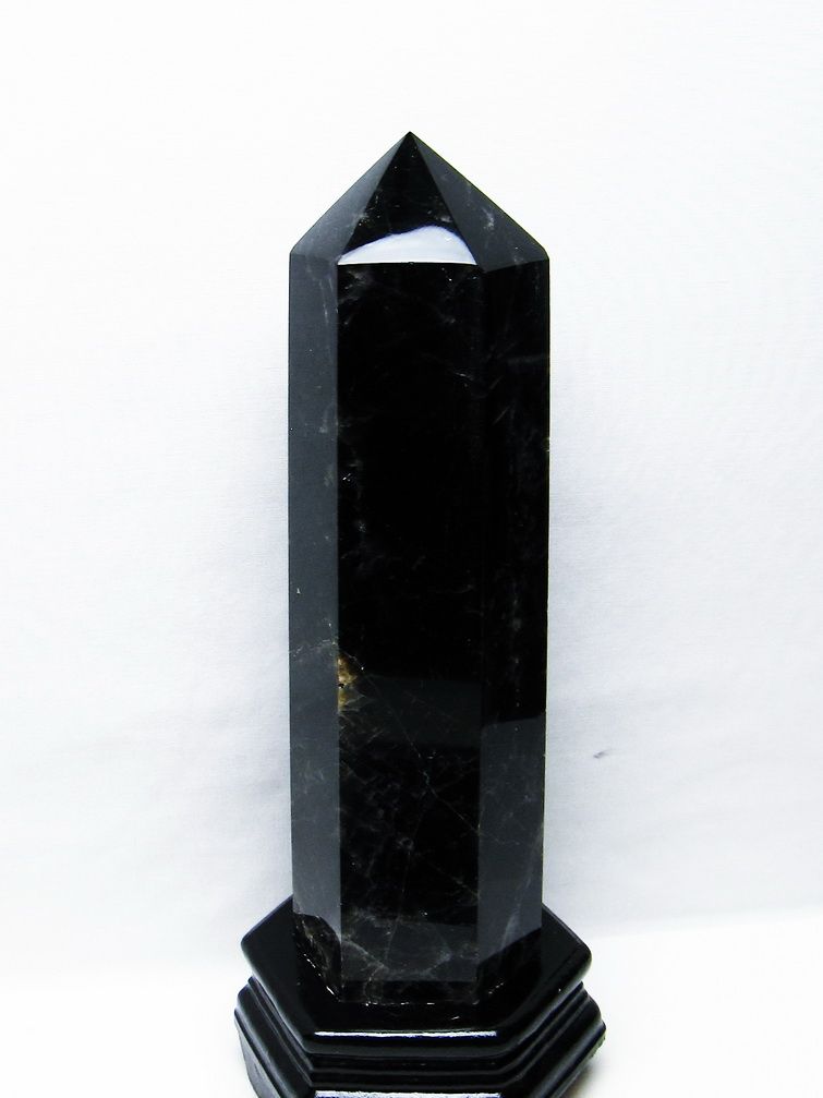 2.2Kg モリオン 純天然 黒水晶 六角柱[T43-8227]