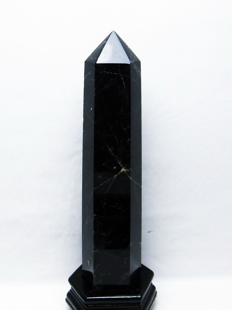 1.7Kg モリオン 純天然 黒水晶 六角柱[T43-8234]