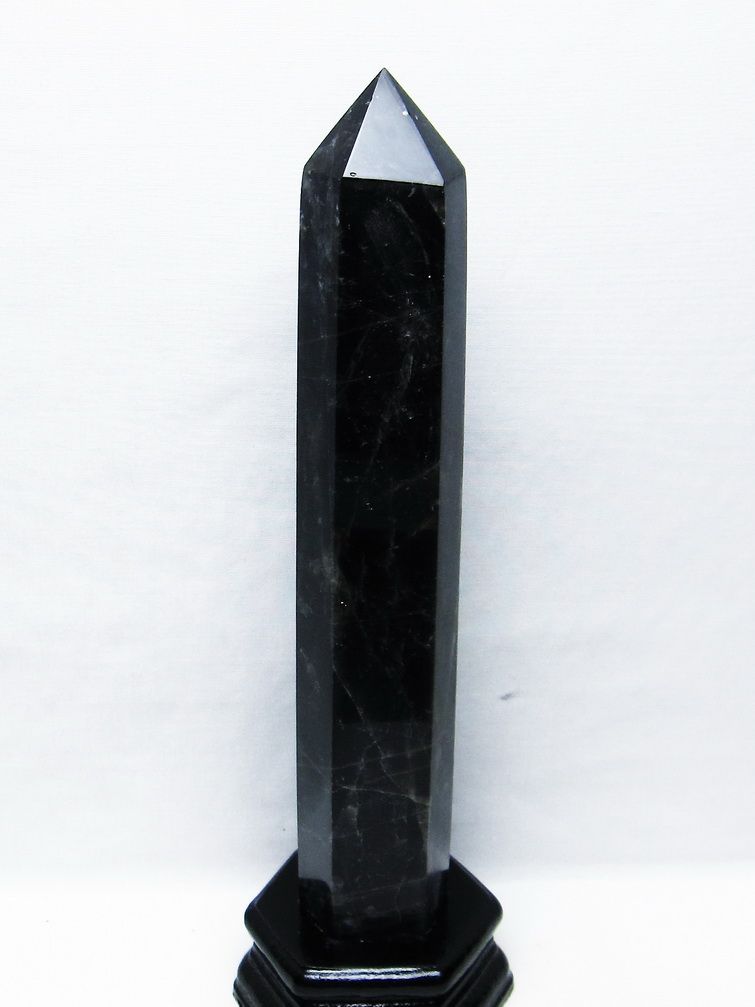 モリオン 純天然 黒水晶 六角柱[T43-8238]
