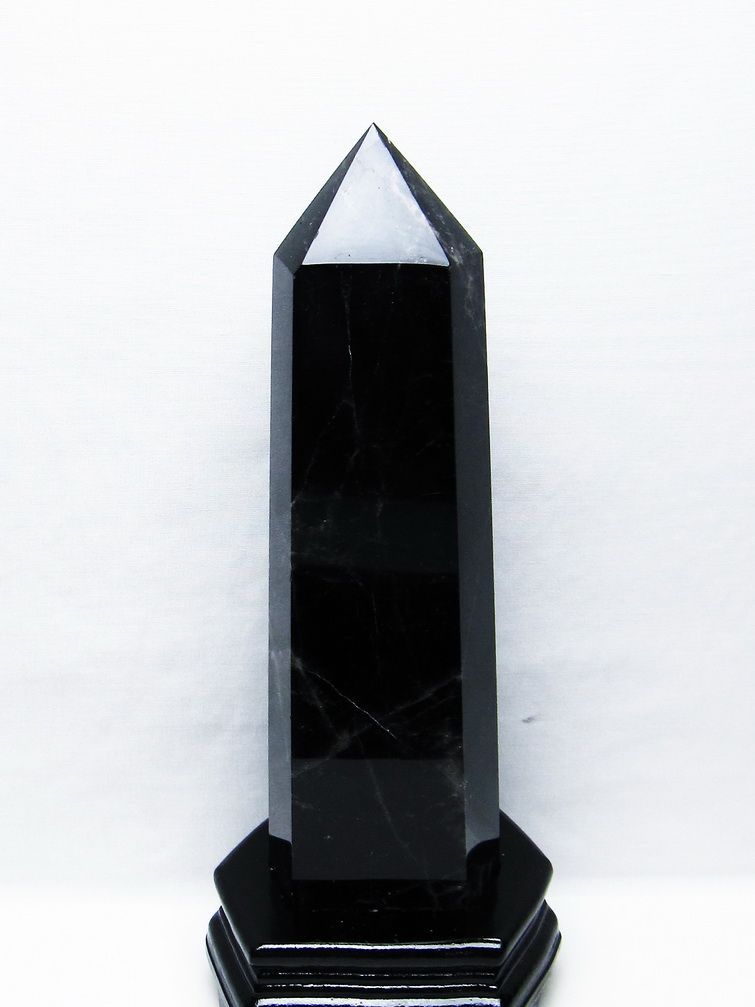 1.6Kg モリオン 純天然 黒水晶 六角柱[T43-8239]