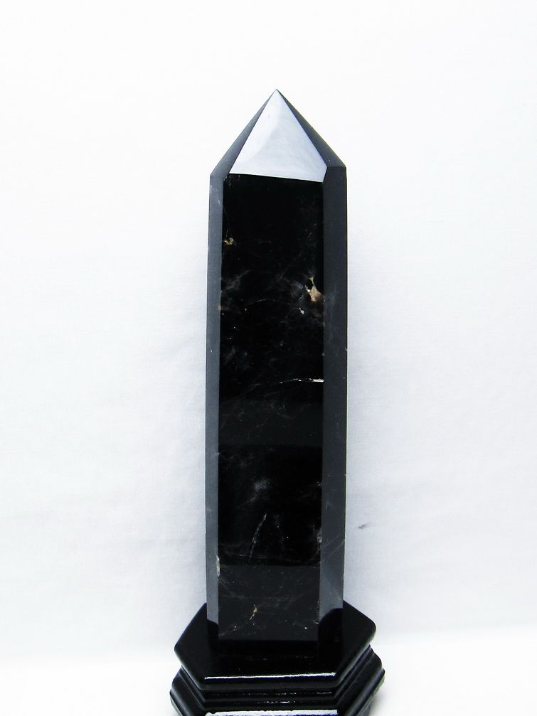 1.3Kg モリオン 純天然 黒水晶 六角柱[T43-8240]