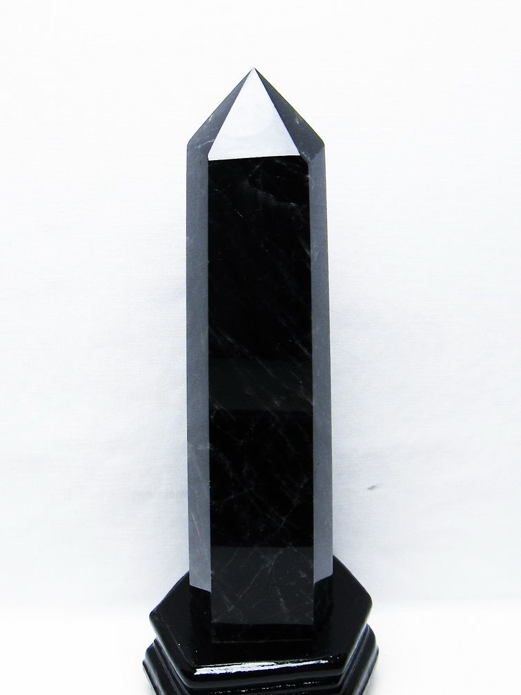 1.6Kg モリオン 純天然 黒水晶 六角柱[T43-8241]