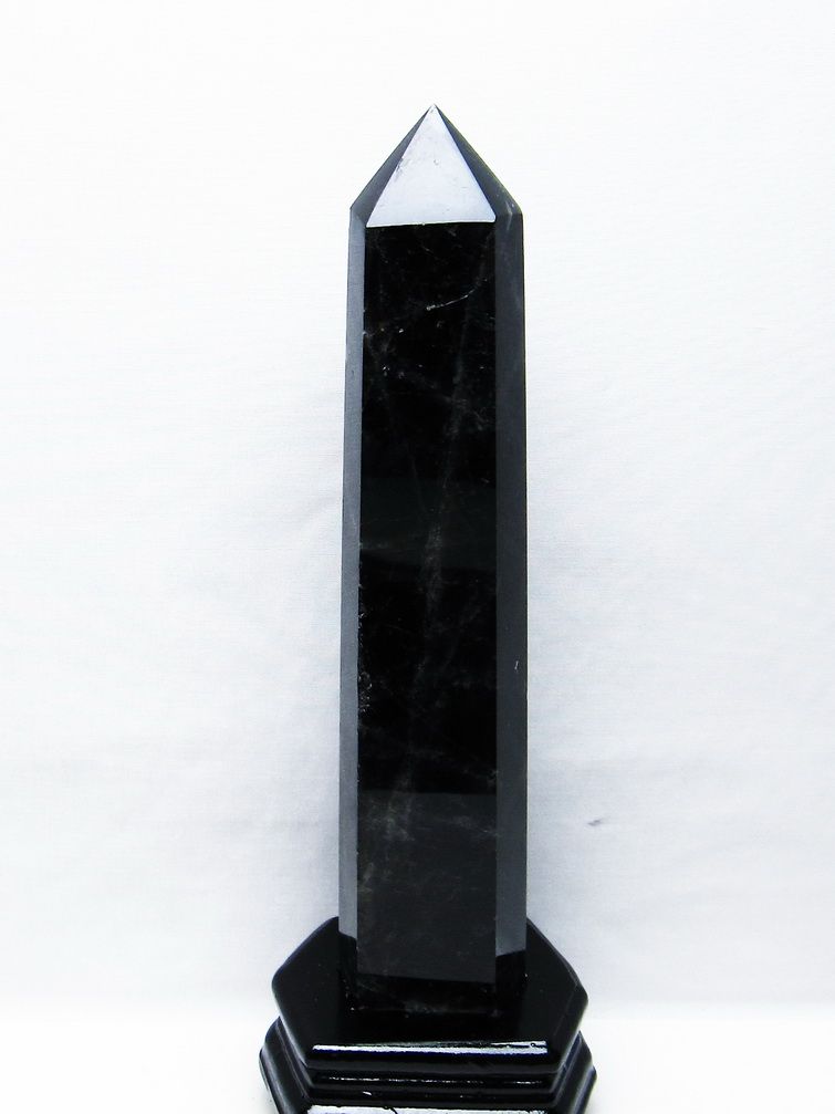 1Kg モリオン 純天然 黒水晶 六角柱[T43-8243]
