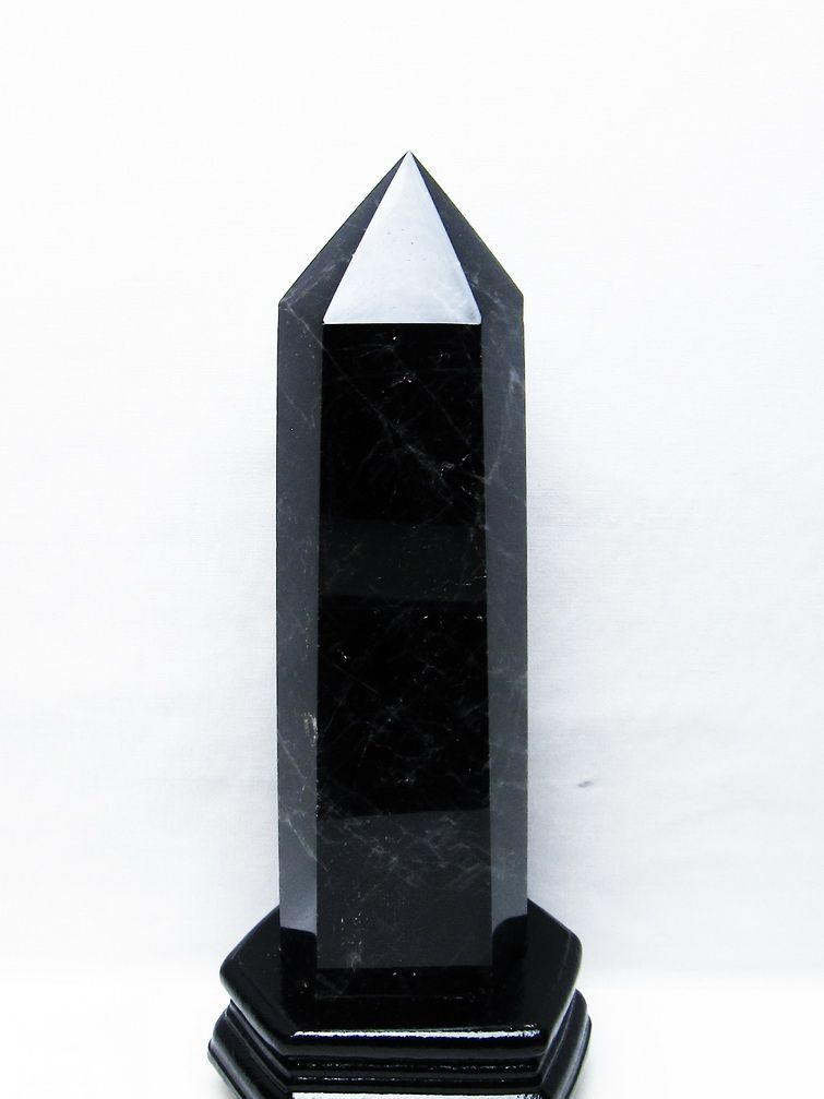 1.5Kg モリオン 純天然 黒水晶 六角柱[T43-8247]